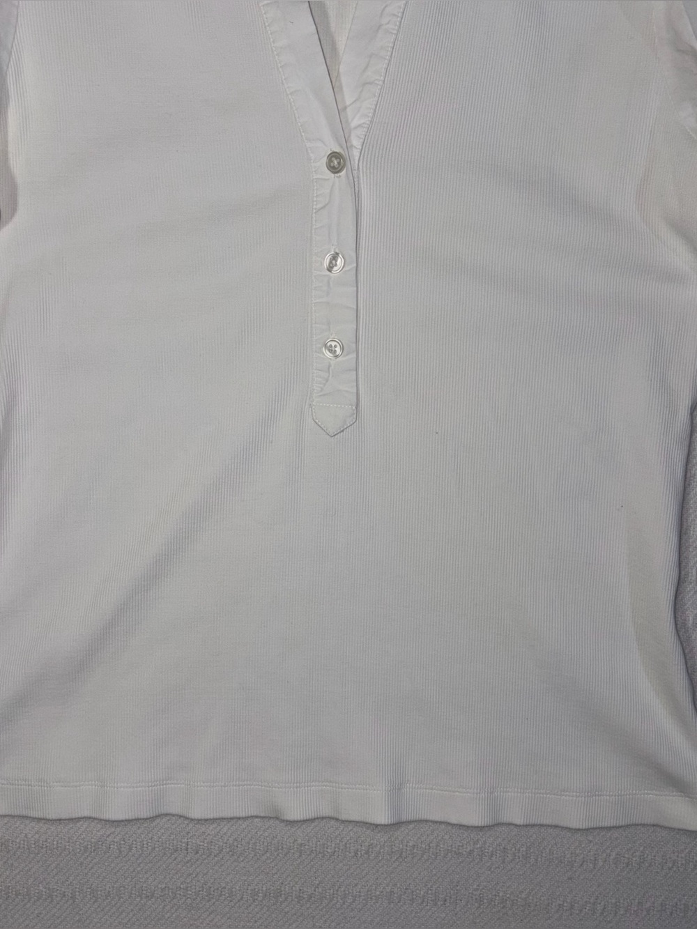 Quince Cotton Mixed Media Puff Sleeve Top Size M Classic White Preppy Classic - Picture 5 of 7